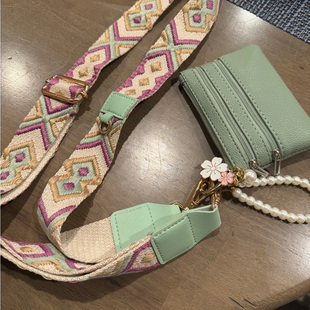 Cross body purse and keychain and phone holder